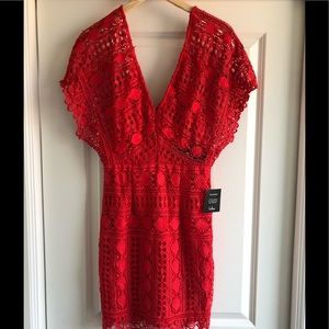 Brand New LuLus Red Crochet Dress